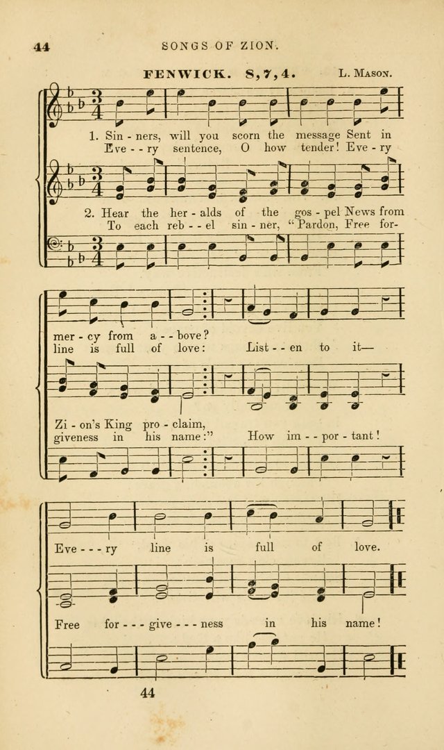 Songs of Zion: a manual of the best and most popular hymns and tunes, for social and private devotion page 51