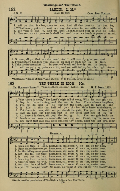 The Songs of Zion: the new official hymnal of the Cumberland Presbyterian Church page 106