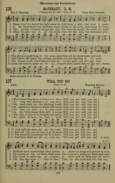 The Songs of Zion: the new official hymnal of the Cumberland Presbyterian Church page 113