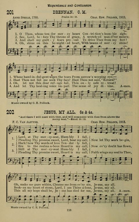 The Songs of Zion: the new official hymnal of the Cumberland Presbyterian Church page 116