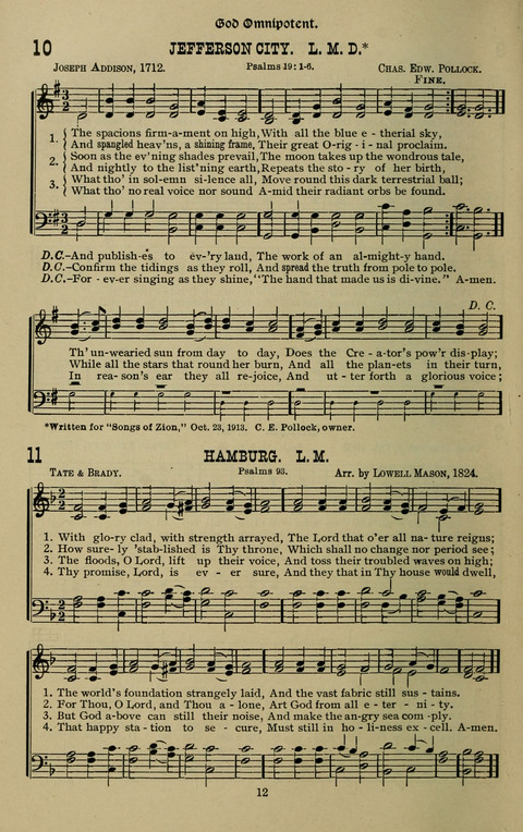 The Songs of Zion: the new official hymnal of the Cumberland Presbyterian Church page 12