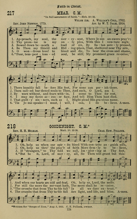 The Songs of Zion: the new official hymnal of the Cumberland Presbyterian Church page 124