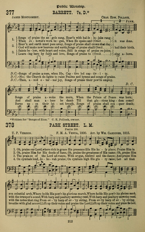 The Songs of Zion: the new official hymnal of the Cumberland Presbyterian Church page 212