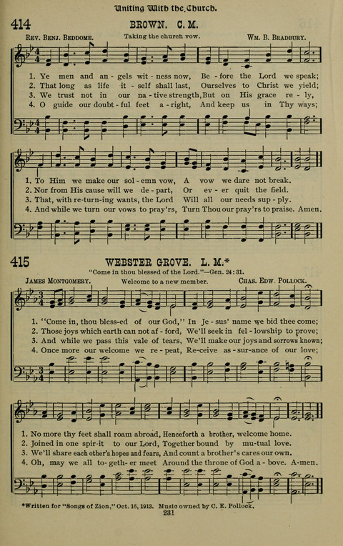 The Songs of Zion: the new official hymnal of the Cumberland Presbyterian Church page 231