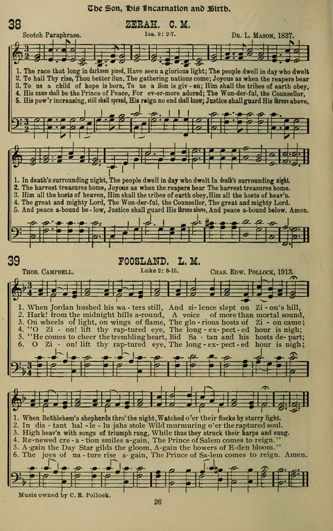 The Songs of Zion: the new official hymnal of the Cumberland Presbyterian Church page 26