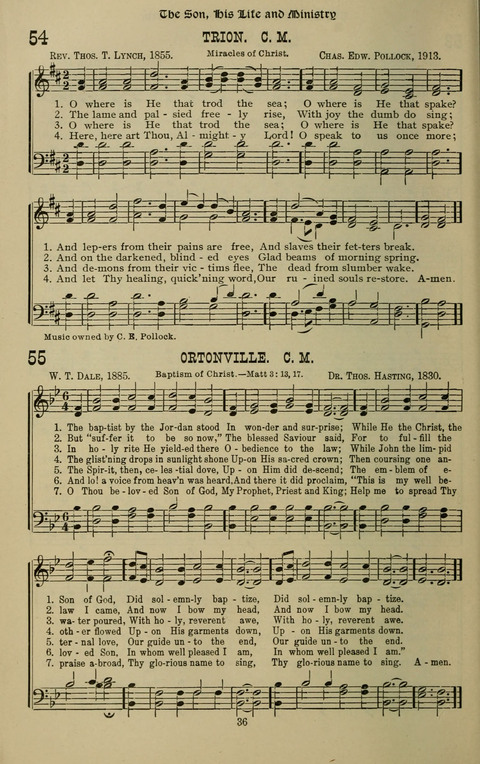 The Songs of Zion: the new official hymnal of the Cumberland Presbyterian Church page 36