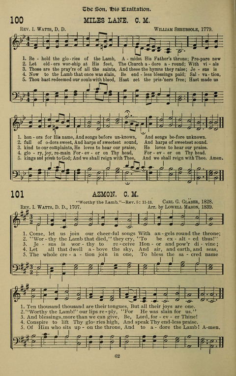 The Songs of Zion: the new official hymnal of the Cumberland Presbyterian Church page 62