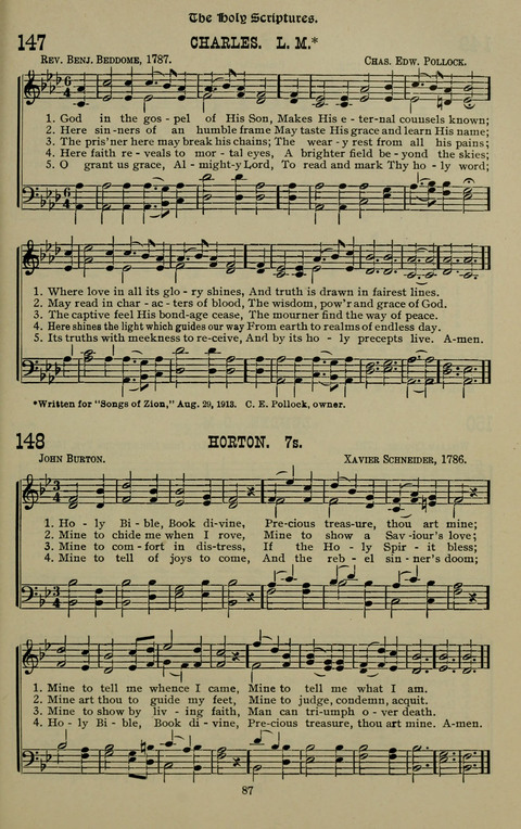 The Songs of Zion: the new official hymnal of the Cumberland Presbyterian Church page 87