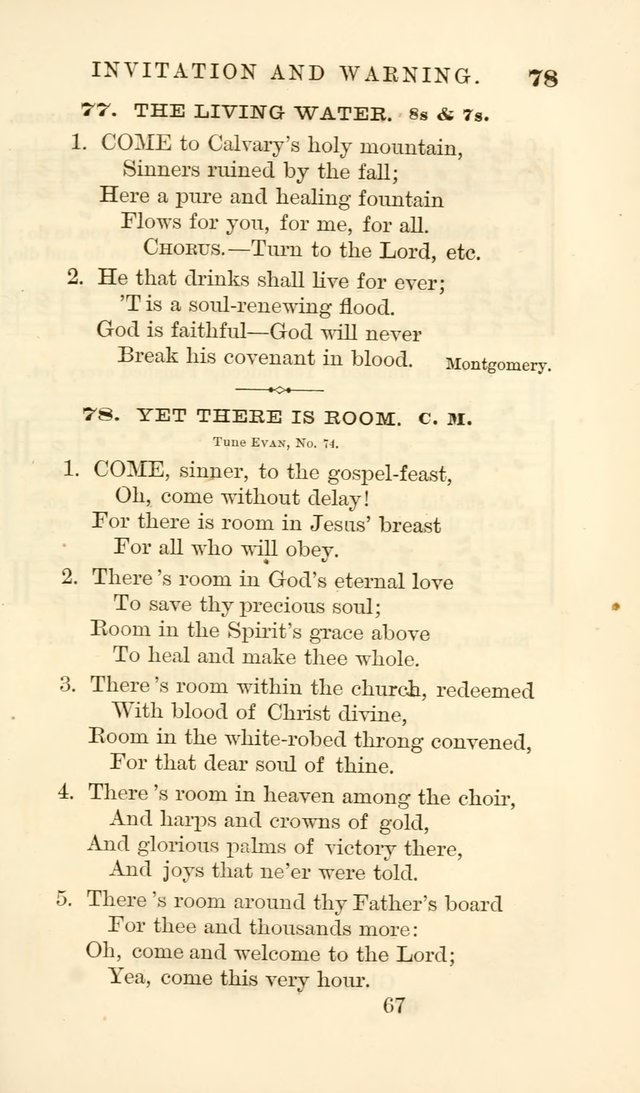 Songs of Zion Enlarged: a manual of the best and most popular hymns and tunes, for social and private devotion page 74