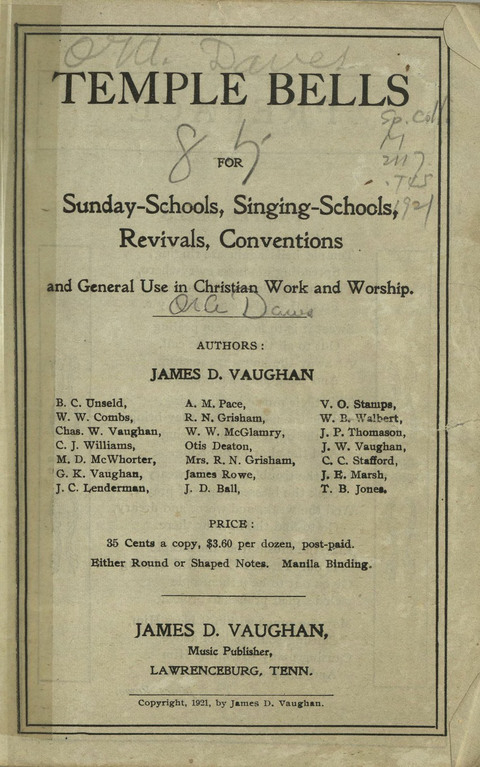 Temple Bells: for Sunday-Schools, Singing-Schools, Revivals, Conventions page ii