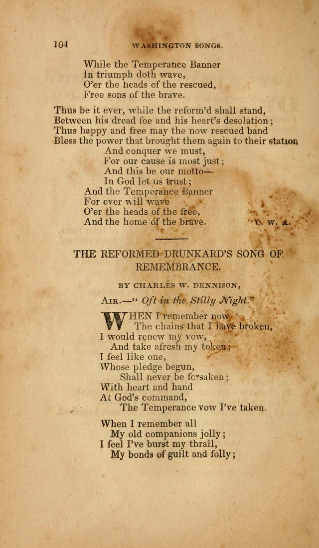 Temperance Hymn Book and Minstrel: a collection of hymns, songs and odes for temperance meetings and festivals page 104