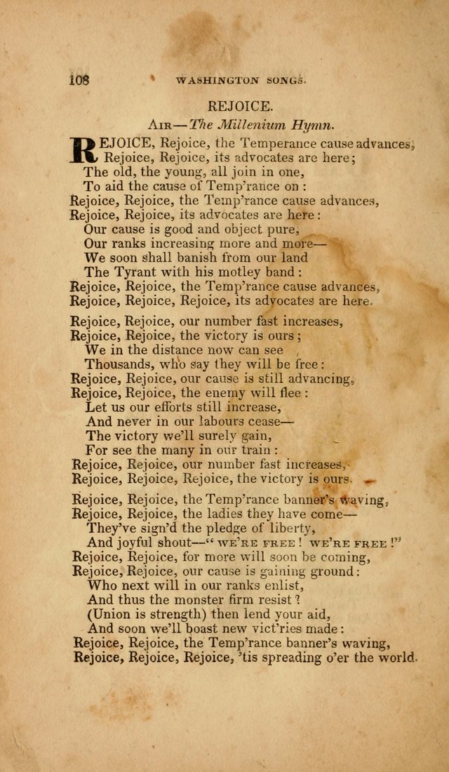 Temperance Hymn Book and Minstrel: a collection of hymns, songs and odes for temperance meetings and festivals page 108