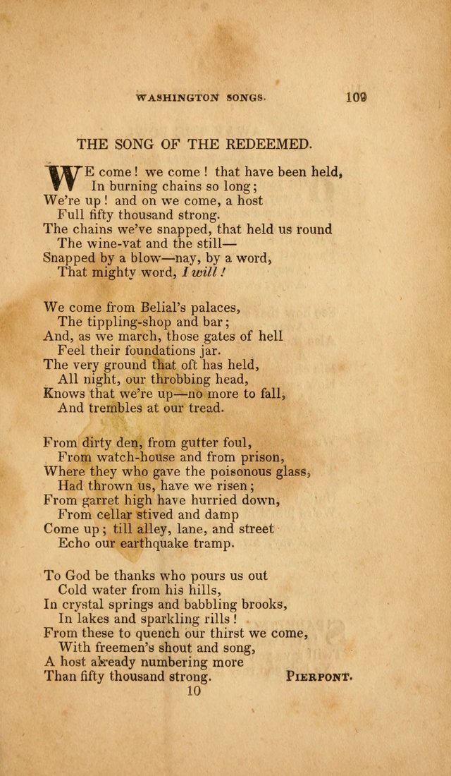 Temperance Hymn Book and Minstrel: a collection of hymns, songs and odes for temperance meetings and festivals page 109