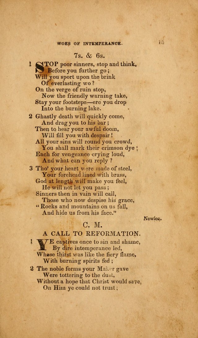 Temperance Hymn Book and Minstrel: a collection of hymns, songs and odes for temperance meetings and festivals page 15