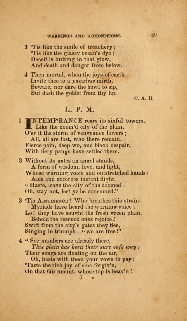 Temperance Hymn Book and Minstrel: a collection of hymns, songs and odes for temperance meetings and festivals page 49