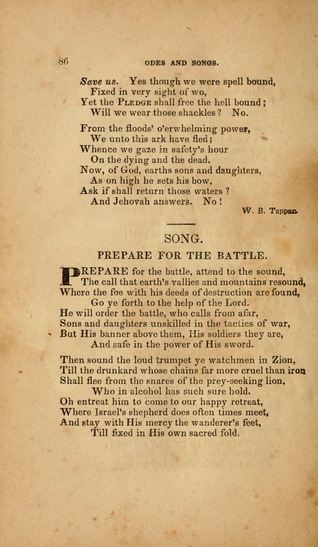 Temperance Hymn Book and Minstrel: a collection of hymns, songs and odes for temperance meetings and festivals page 86