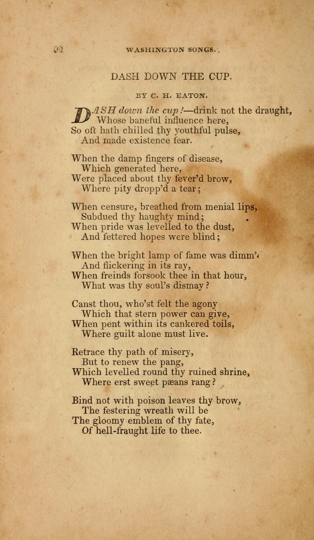 Temperance Hymn Book and Minstrel: a collection of hymns, songs and odes for temperance meetings and festivals page 92