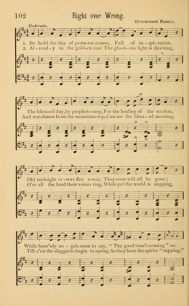 Temperance Rallying Songs: consisting of a large variety of solos, quartettes, and choruses, suited to every phase of the great temperance reformation page 102