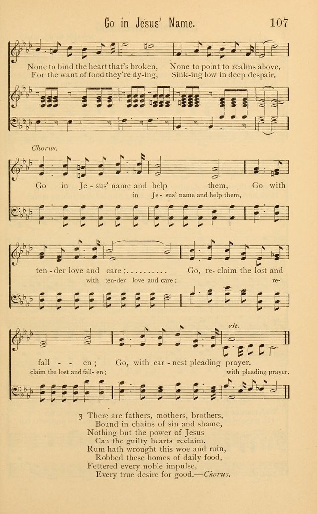 Temperance Rallying Songs: consisting of a large variety of solos, quartettes, and choruses, suited to every phase of the great temperance reformation page 107