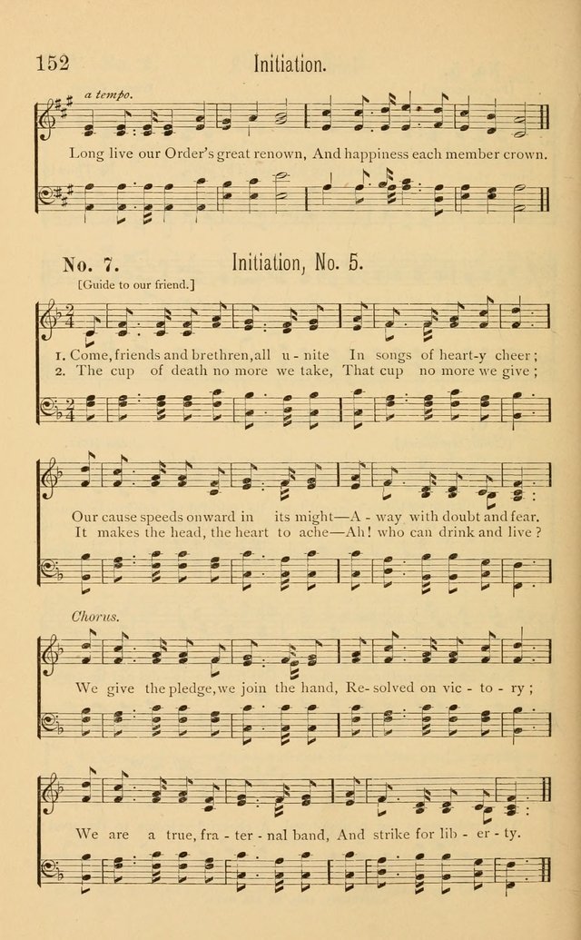 Temperance Rallying Songs: consisting of a large variety of solos, quartettes, and choruses, suited to every phase of the great temperance reformation page 152