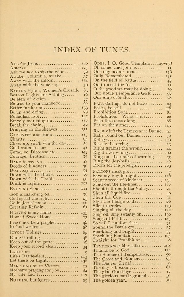 Temperance Rallying Songs: consisting of a large variety of solos, quartettes, and choruses, suited to every phase of the great temperance reformation page 159