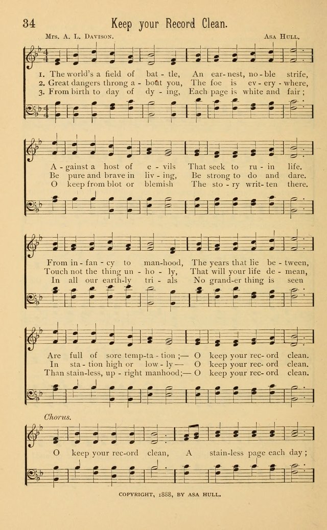 Temperance Rallying Songs: consisting of a large variety of solos, quartettes, and choruses, suited to every phase of the great temperance reformation page 34