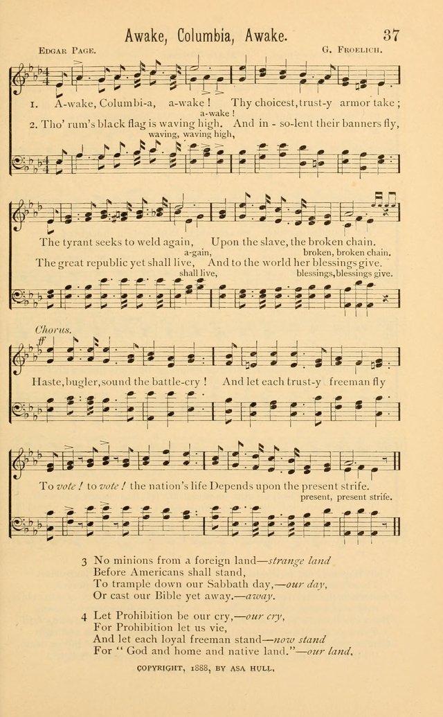 Temperance Rallying Songs: consisting of a large variety of solos, quartettes, and choruses, suited to every phase of the great temperance reformation page 37