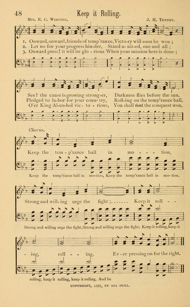 Temperance Rallying Songs: consisting of a large variety of solos, quartettes, and choruses, suited to every phase of the great temperance reformation page 48
