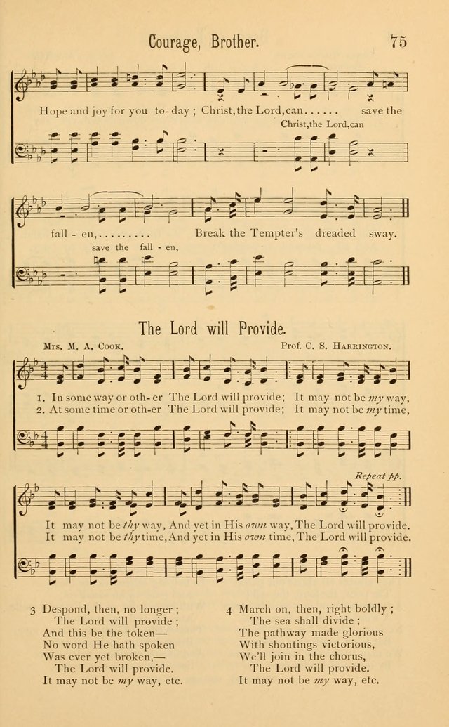 Temperance Rallying Songs: consisting of a large variety of solos, quartettes, and choruses, suited to every phase of the great temperance reformation page 75