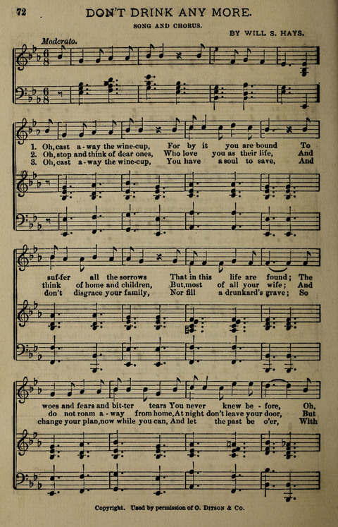Temperance Song Herald: a collection of songs, choruses, hymns, and other pieces for the use of temperance meetings, lodges, and the home circle page 72