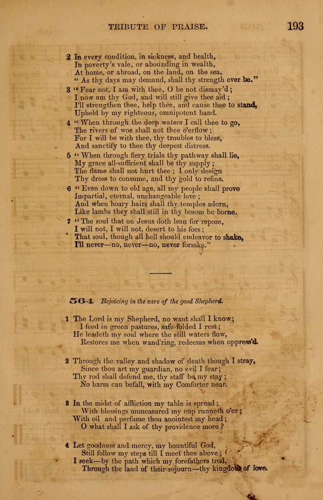 The Tribute of Praise: a collection of hymns and tunes for public and social worship, and for use in the family circle page 193