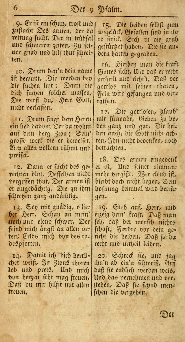 Ein Unpartheyisches Gesang-Buch: enthaltend geistreiche Lieder und Psalmen, zum allgemeinen Gebrauch des wahren Gottesdienstes auf begehren der Brüderschaft der Menoniten Gemeinen...(2nd verb. aufl.) page 6