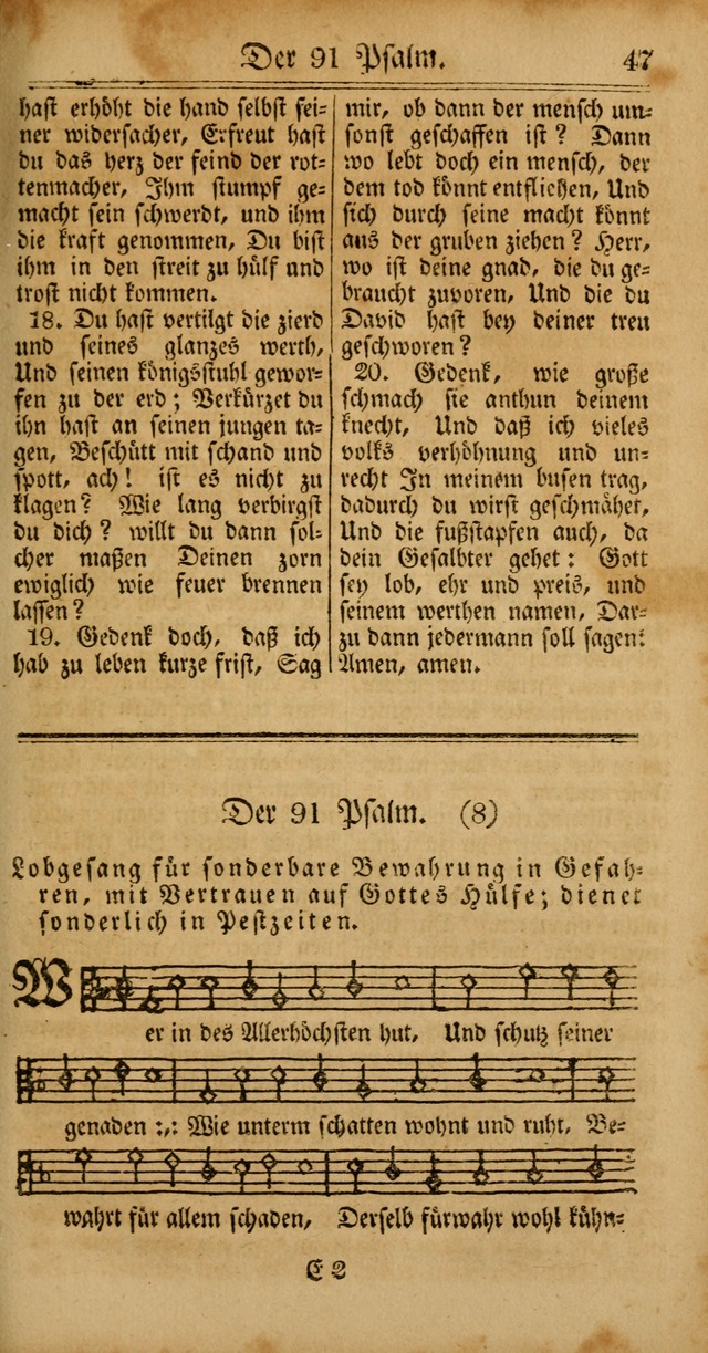 Unpartheyisches Gesang-Buch: enhaltend Geistrieche Lieder und Psalmen, zum allgemeinen Gebrauch des wahren Gottesdienstes (4th verb. Aufl., mit einem Anhang) page 47