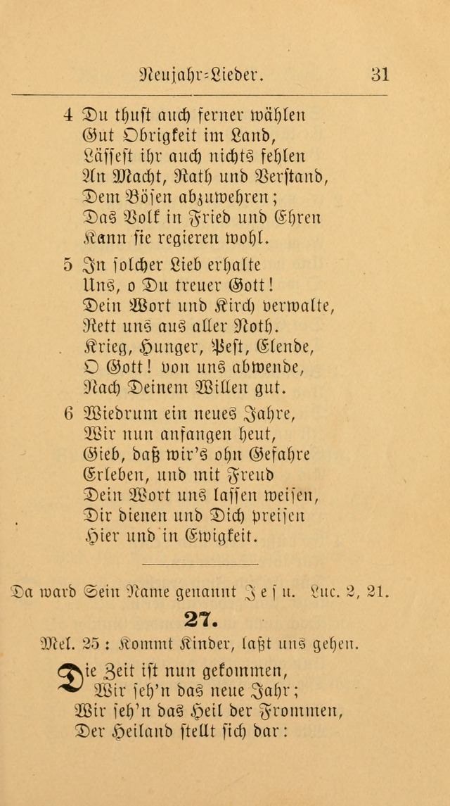 Unparteiische Liedersammlung: zum Gebrauch beim Oeffentlichen Gottesdienst und zur häuslichen Erbauung. (Revidirt und vermehrt) page 31