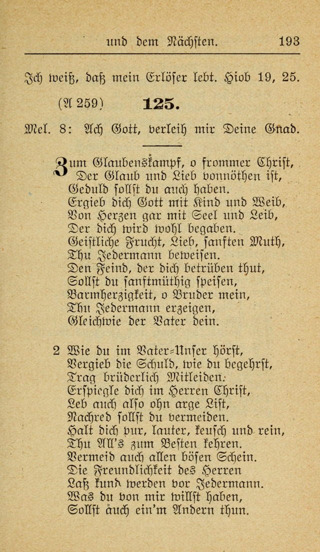 Unparteiische Liedersammlung zum Gebrauch beim Oeffentliche Gottesdienst und zur Häuslichen Erbauung (Revidirt und vehmehrt) page 193