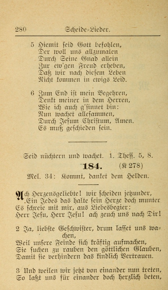 Unparteiische Liedersammlung zum Gebrauch beim Oeffentliche Gottesdienst und zur Häuslichen Erbauung (Revidirt und vehmehrt) page 280