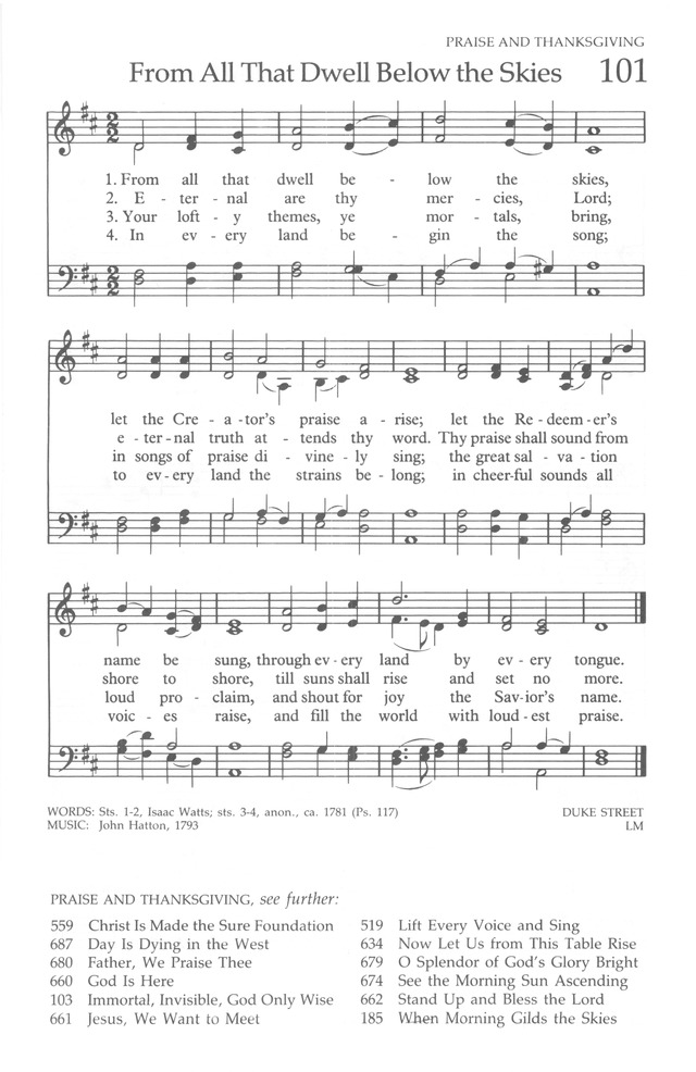The United Methodist Hymnal page 101