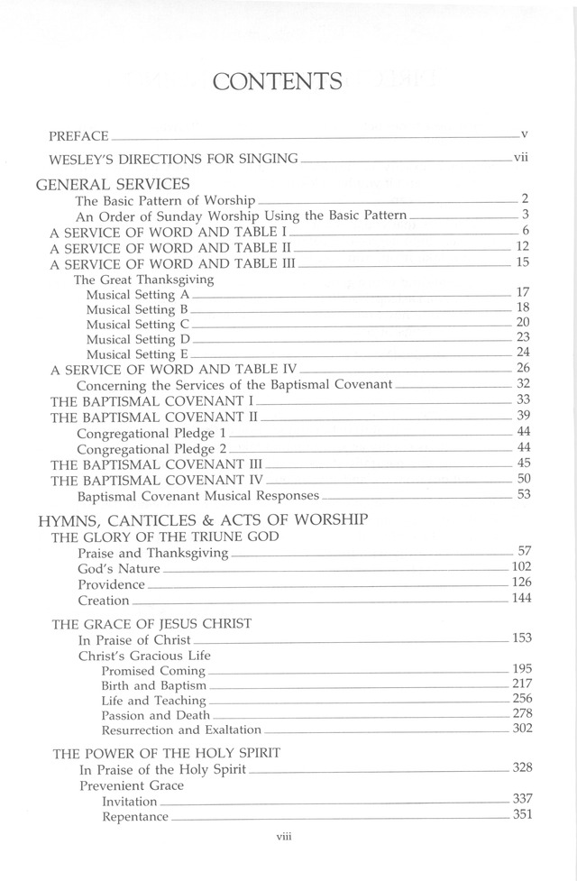 The United Methodist Hymnal page vi
