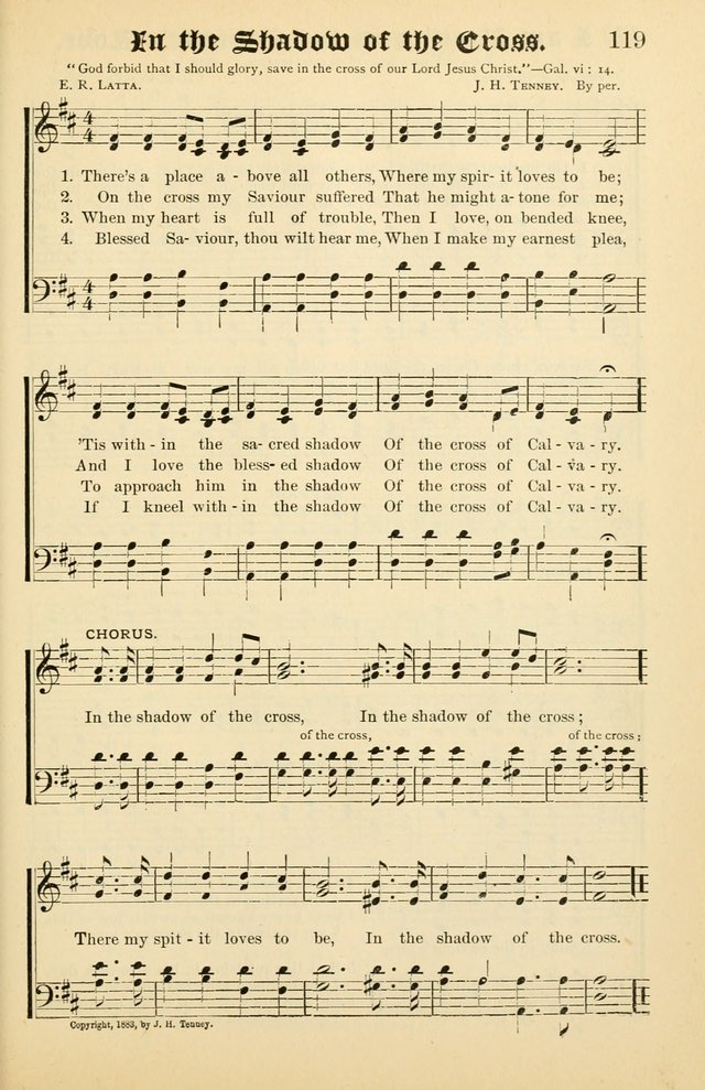 Unfading Treasures: a compilation of sacred songs and hymns, adapted for use by Sunday schools, Epworth Leagues, endeavor societies, pastors, evangelists, choristers, etc. page 119