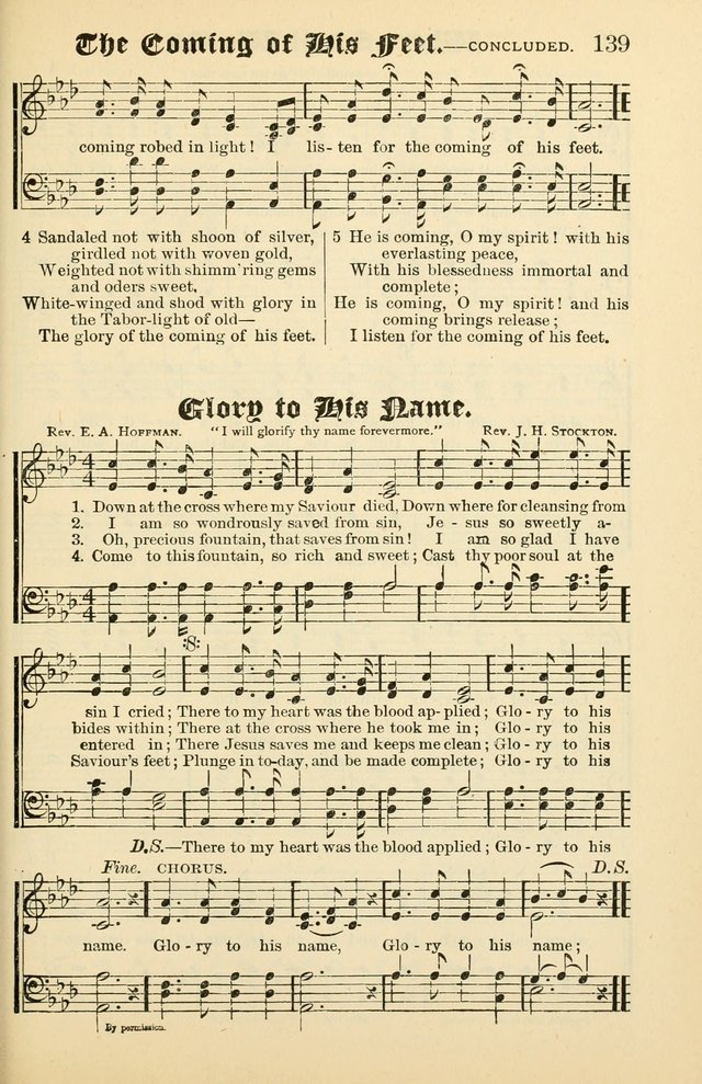 Unfading Treasures: a compilation of sacred songs and hymns, adapted for use by Sunday schools, Epworth Leagues, endeavor societies, pastors, evangelists, choristers, etc. page 139
