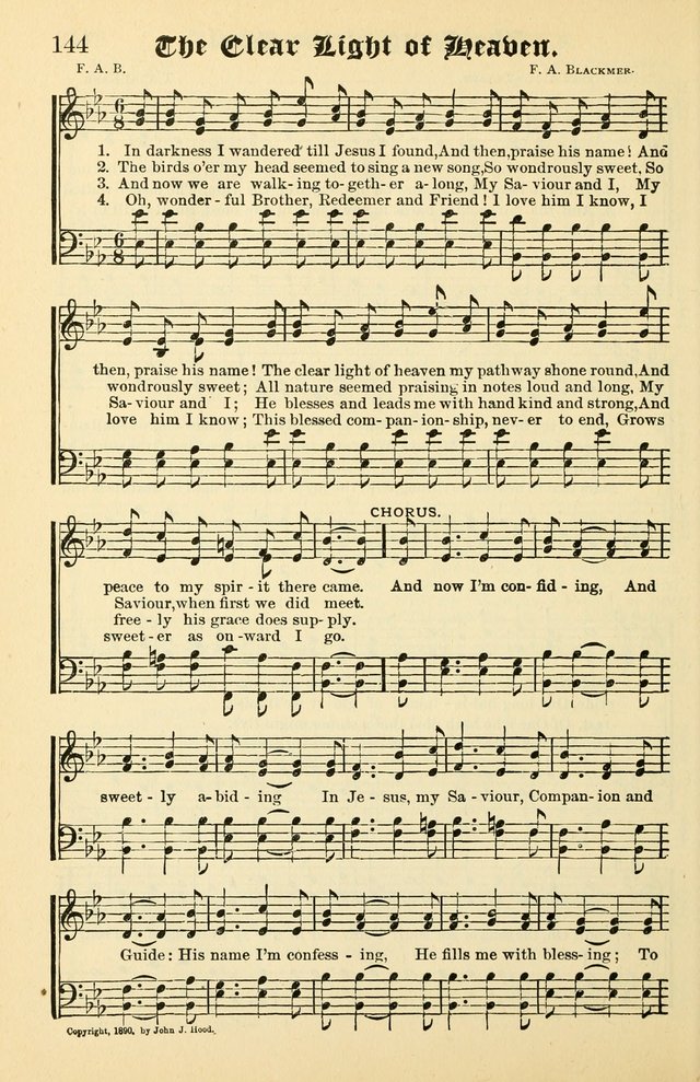 Unfading Treasures: a compilation of sacred songs and hymns, adapted for use by Sunday schools, Epworth Leagues, endeavor societies, pastors, evangelists, choristers, etc. page 144