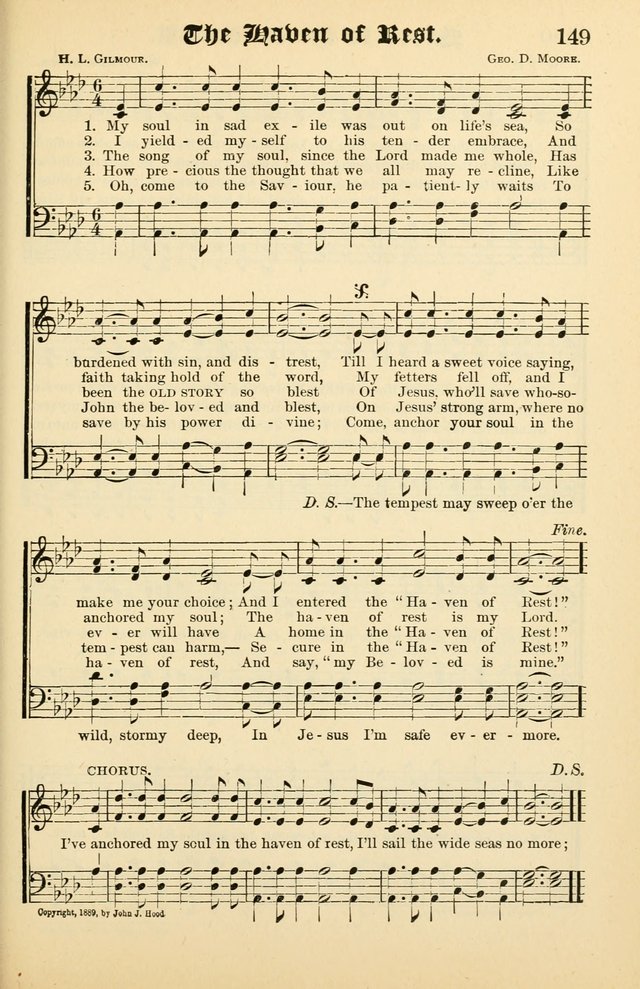 Unfading Treasures: a compilation of sacred songs and hymns, adapted for use by Sunday schools, Epworth Leagues, endeavor societies, pastors, evangelists, choristers, etc. page 149