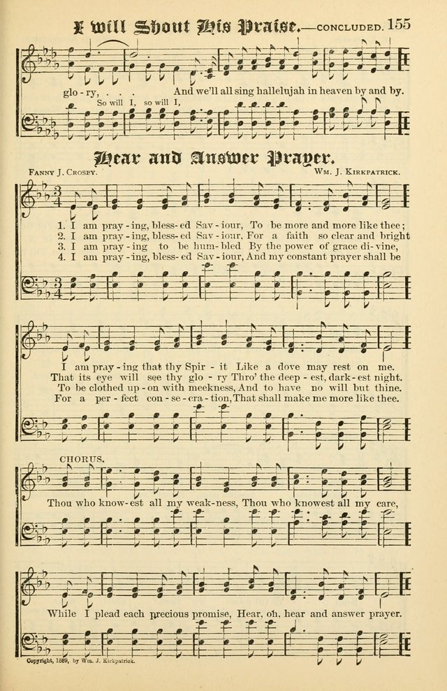 Unfading Treasures: a compilation of sacred songs and hymns, adapted for use by Sunday schools, Epworth Leagues, endeavor societies, pastors, evangelists, choristers, etc. page 155
