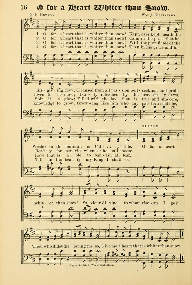 Unfading Treasures: a compilation of sacred songs and hymns, adapted for use by Sunday schools, Epworth Leagues, endeavor societies, pastors, evangelists, choristers, etc. page 16