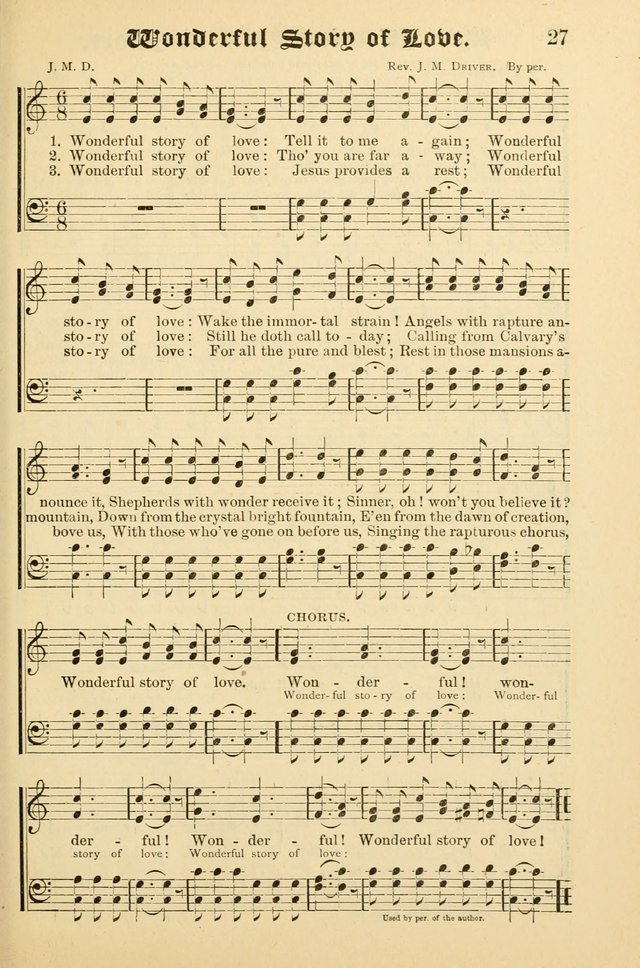 Unfading Treasures: a compilation of sacred songs and hymns, adapted for use by Sunday schools, Epworth Leagues, endeavor societies, pastors, evangelists, choristers, etc. page 27