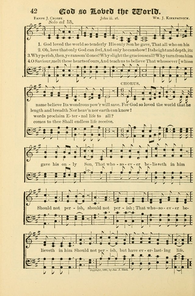 Unfading Treasures: a compilation of sacred songs and hymns, adapted for use by Sunday schools, Epworth Leagues, endeavor societies, pastors, evangelists, choristers, etc. page 42