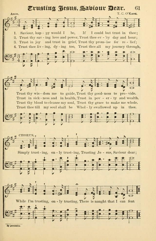 Unfading Treasures: a compilation of sacred songs and hymns, adapted for use by Sunday schools, Epworth Leagues, endeavor societies, pastors, evangelists, choristers, etc. page 61