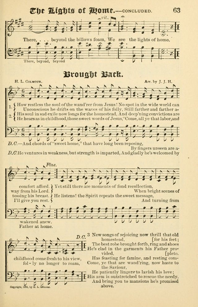Unfading Treasures: a compilation of sacred songs and hymns, adapted for use by Sunday schools, Epworth Leagues, endeavor societies, pastors, evangelists, choristers, etc. page 63
