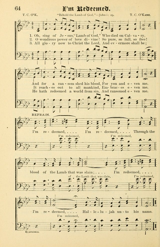 Unfading Treasures: a compilation of sacred songs and hymns, adapted for use by Sunday schools, Epworth Leagues, endeavor societies, pastors, evangelists, choristers, etc. page 64