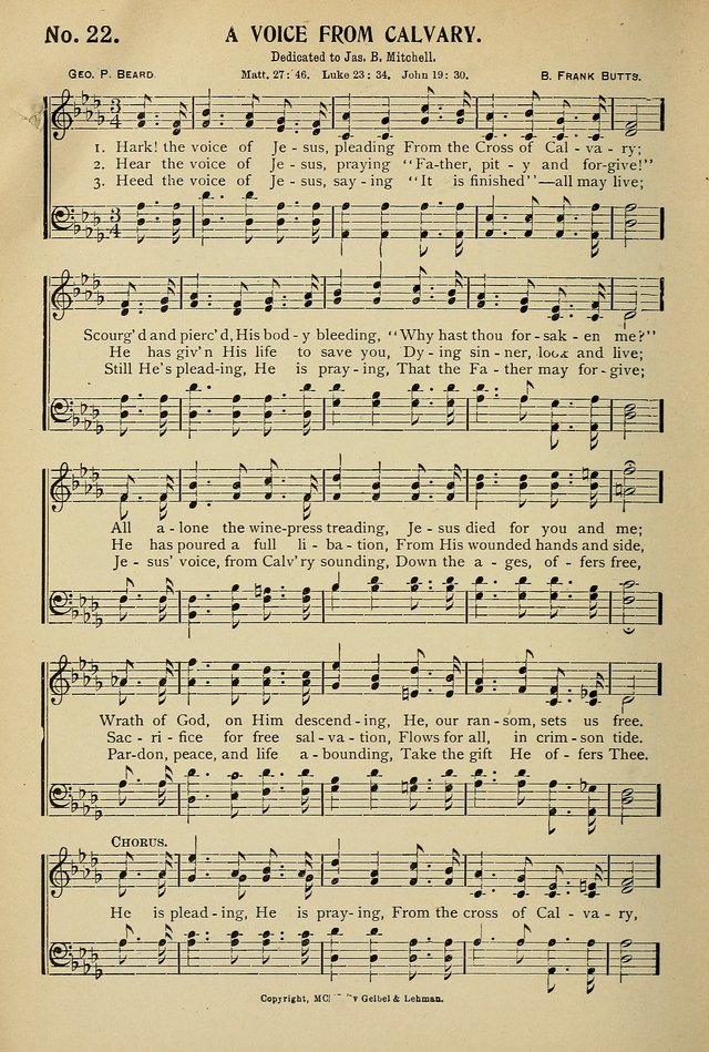 Uplifted Voices: a 20th century hymn book for sunday-schools and devotional meetings page 22